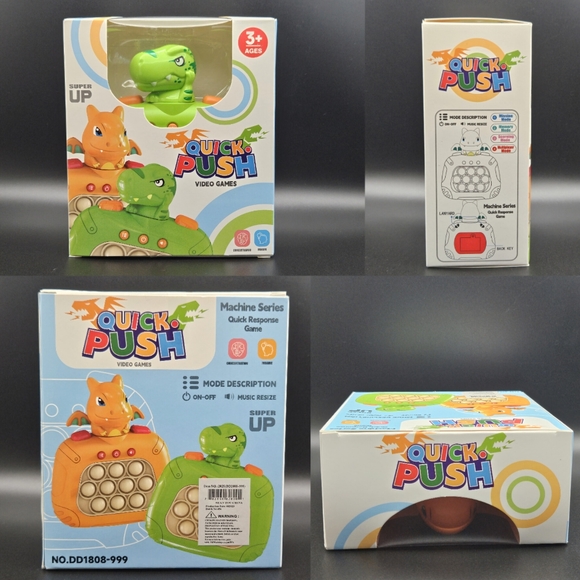 Pair of T-Rex Dinosaur Quick Push Pop it Fidget Toy Ligjt Up Kids Puzzle Games - Picture 9 of 9